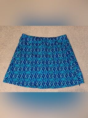 Teal & Navy Diamond-Print Skater Skirt